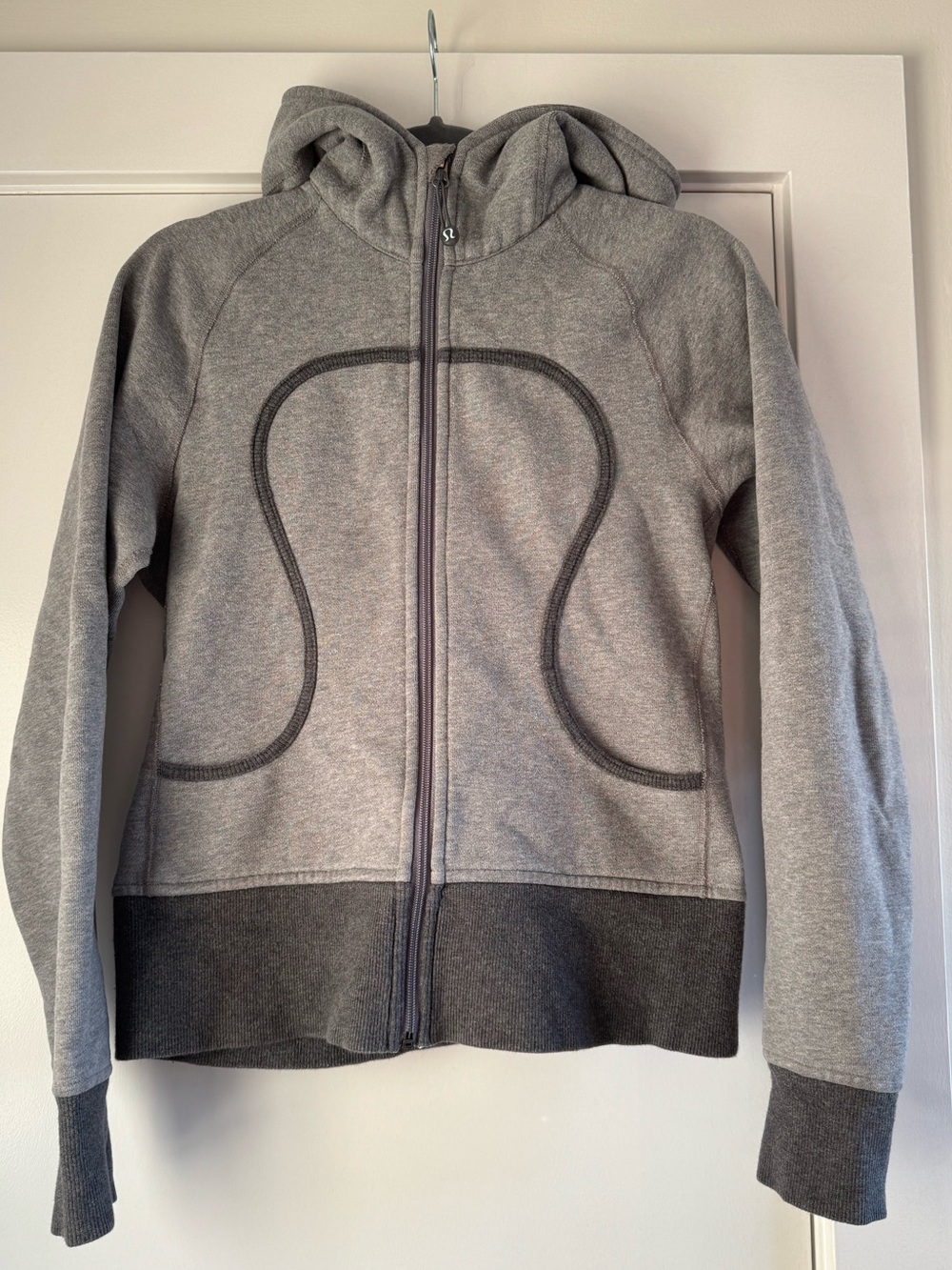 Vintage Lululemon Scuba Full Zip Hoodie Heathered Grey Colorblock Size 6